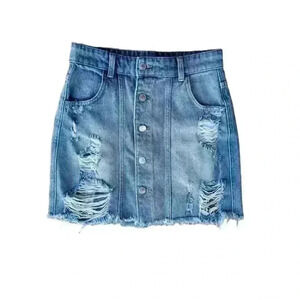 Free People distressed denim skirt